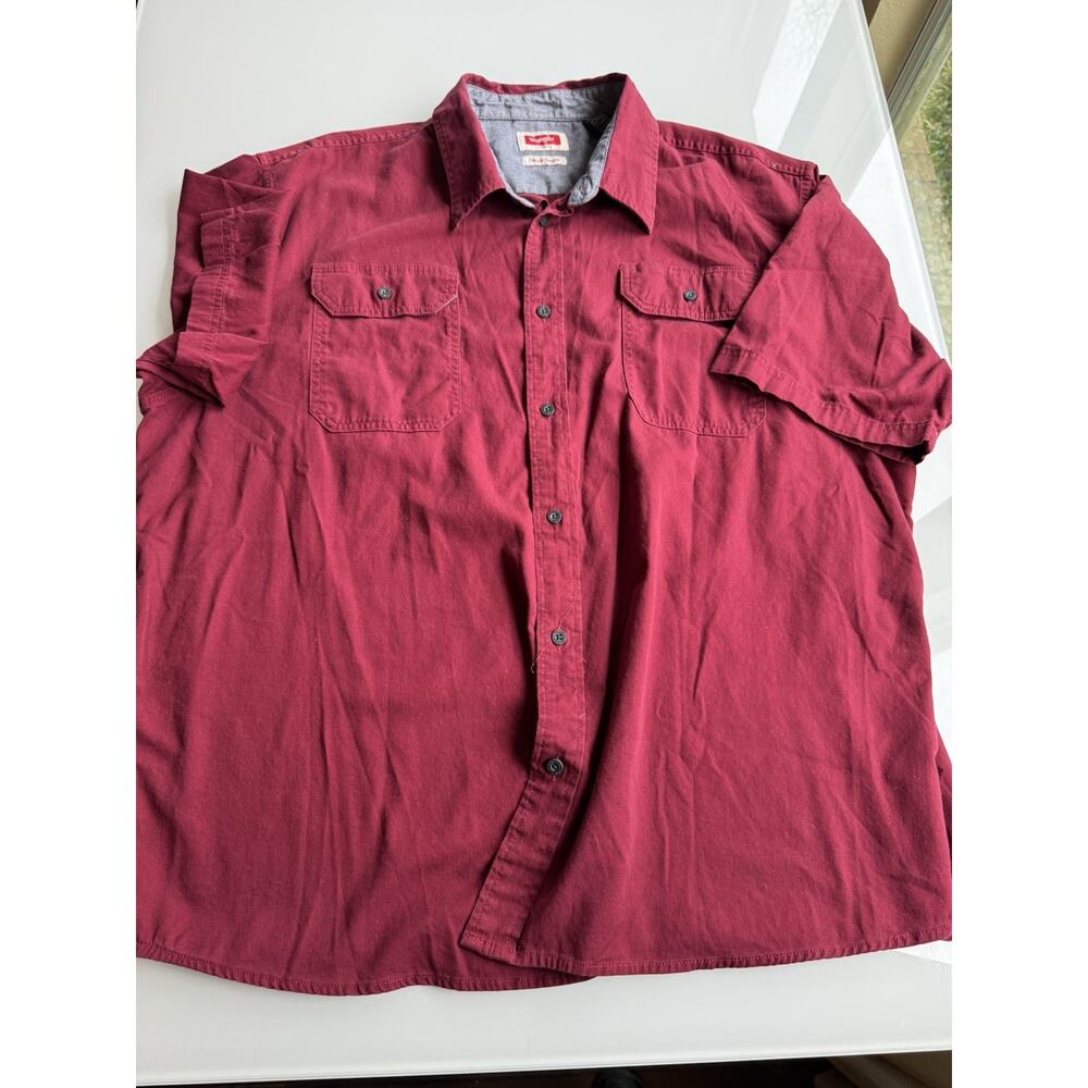 Wrangler Men's Short Sleeve Flex for Comfort Red Button Up Shirt Size 2XL